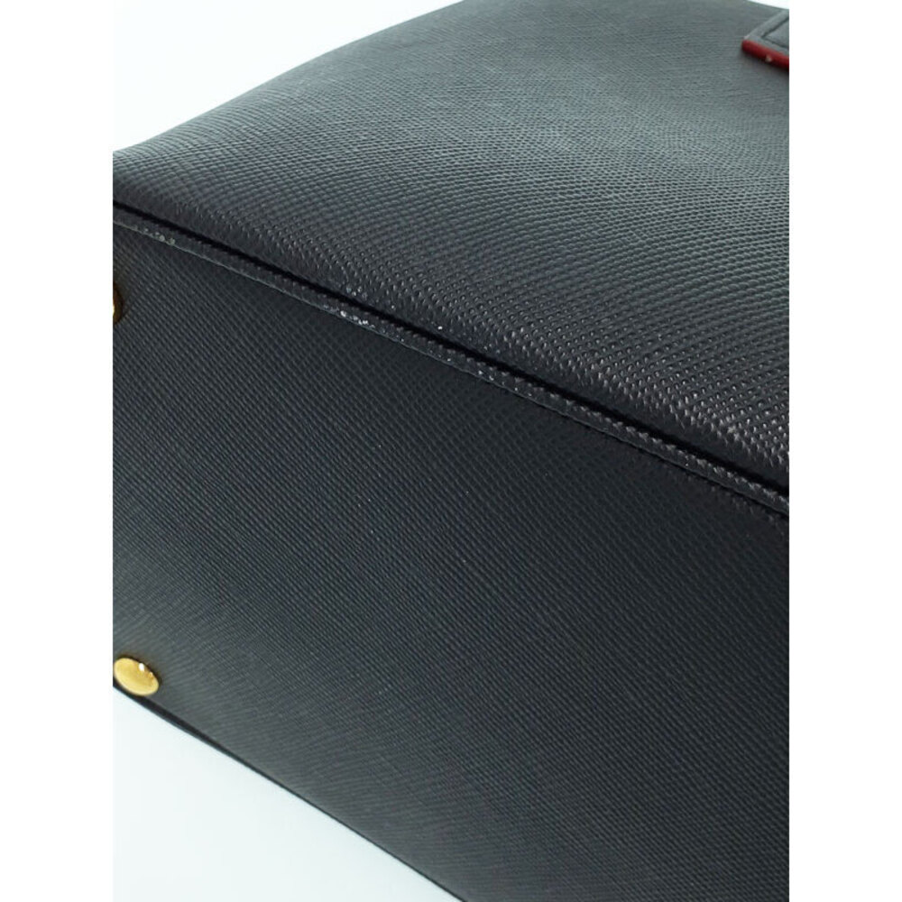 Prada Saffiano Leather Double Bag black contrasting red interior - Picture 8 of 9